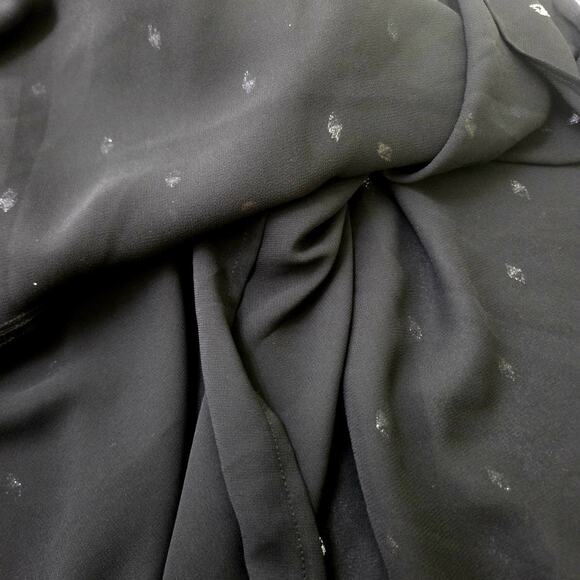 Banana Republic Black w Gold Metallic Sheer Sleeve Mini Dress w Neck Tie SZ 8 - Picture 10 of 11